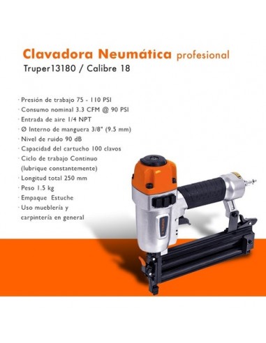 CLAVADORA NEUMÁTICA PROFESIONAL CALIBRE 18 TRUPER