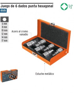 JUEGO DE DADOS PUNTA HEXAGONAL - ALLEN 1/2" 2