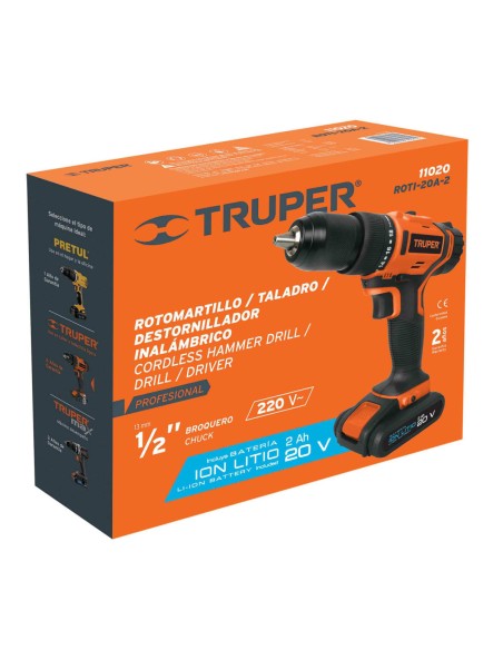 TALADRO PERCUTOR INALAMBRICO PROFESIONAL 1/2" 20V TRUPER