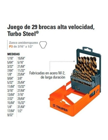 Juego de Brocas para metal 11 Piezas de Alta Velocidad Turbo Steel