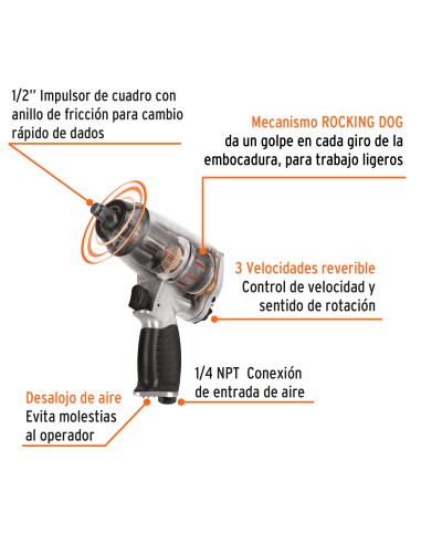 PISTOLA DE IMPACTO NEUMATICA DE 1/2" TRUPER
