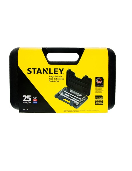 JUEGO DADOS Y LLAVES ENCASTRE 1/2" DE 25 PIEZAS STANLEY