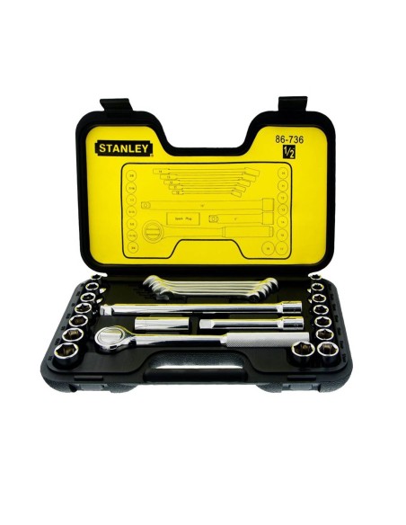JUEGO DADOS Y LLAVES ENCASTRE 1/2" DE 25 PIEZAS STANLEY