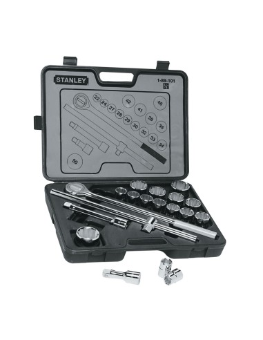 JUEGO DE DADOS ENCASTRE 3/4" (22-50mm) STANLEY