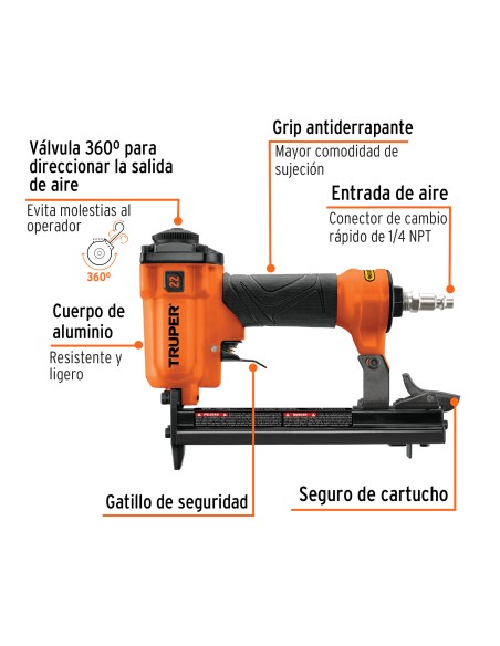 ENGRAPADORA NEUMÁTICA 3/8” CALIBRE 22(0.71 MM) TRUPER