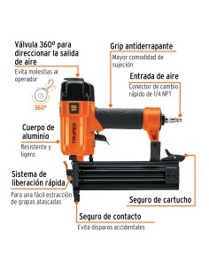 CLAVADORA NEUMÁTICA PROFESIONAL CALIBRE 18 TRUPER 2