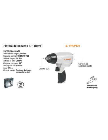 PISTOLA DE IMPACTO NEUMATICA DE 1/2" TRUPER